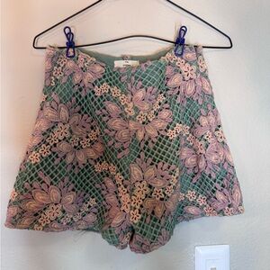 Entro High Waist Floral Shorts - Light Pink, Beige, Purple, and Turquoise